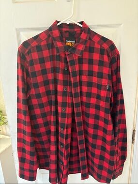 Timberland PRO Men’s Red and Black Buffalo Plaid Button-Down Shirt